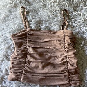 Scrunched Brown Adjustable Crop Top- Hollister Size XS